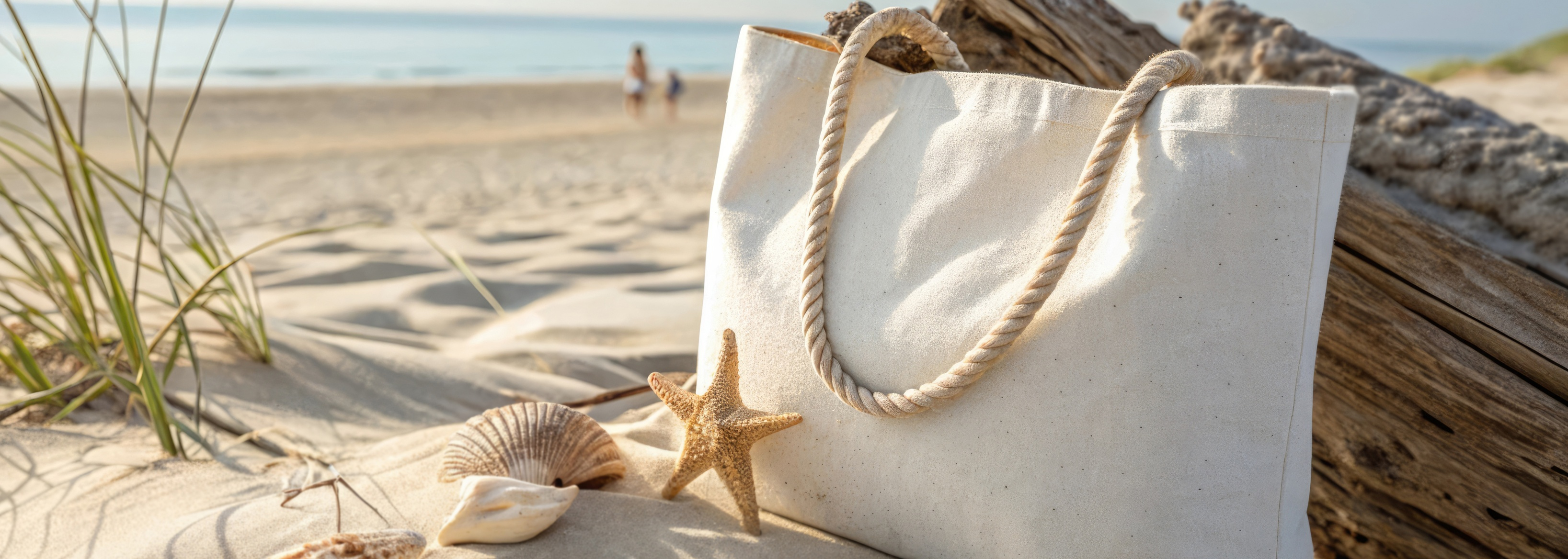 Torba plażowa leży na plaży