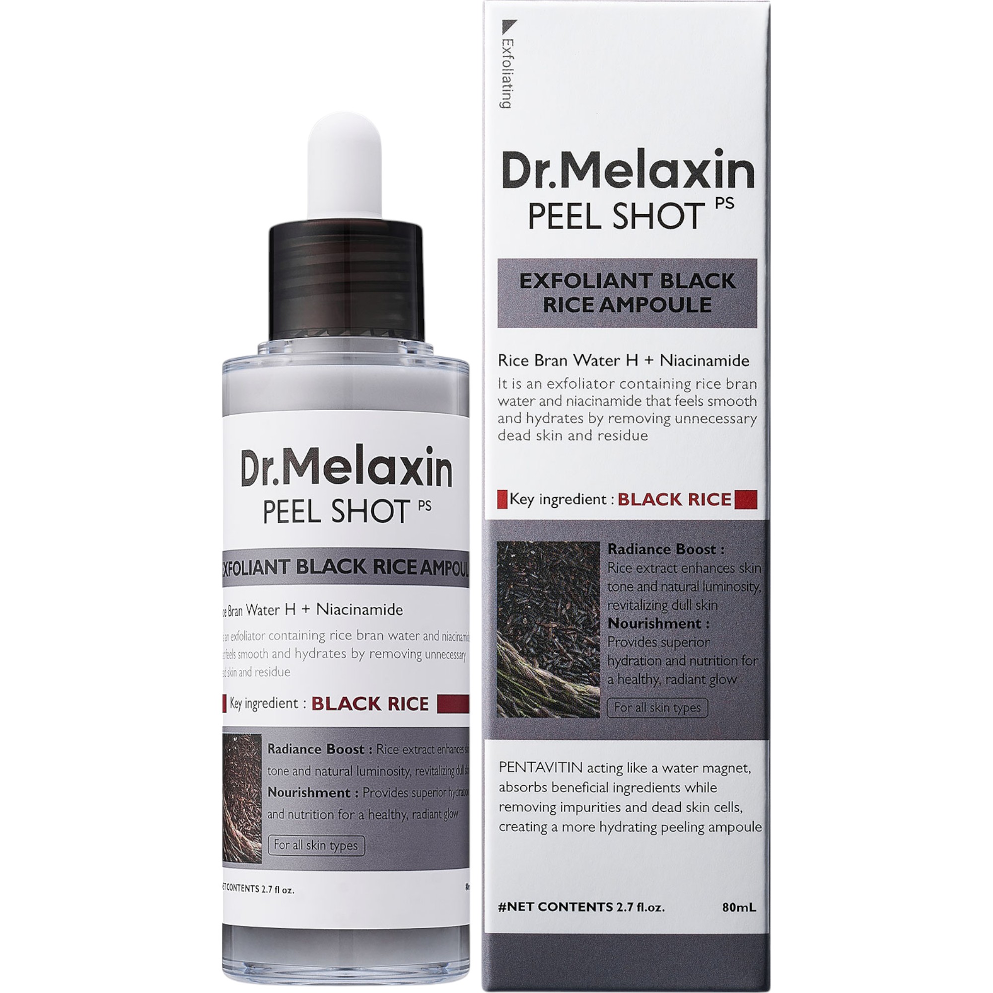 Dr.Melaxin Peel Shot Exfoliating Black Rice, Delikatnie złuszczający peeling z ekstraktem z czarnego ryżu