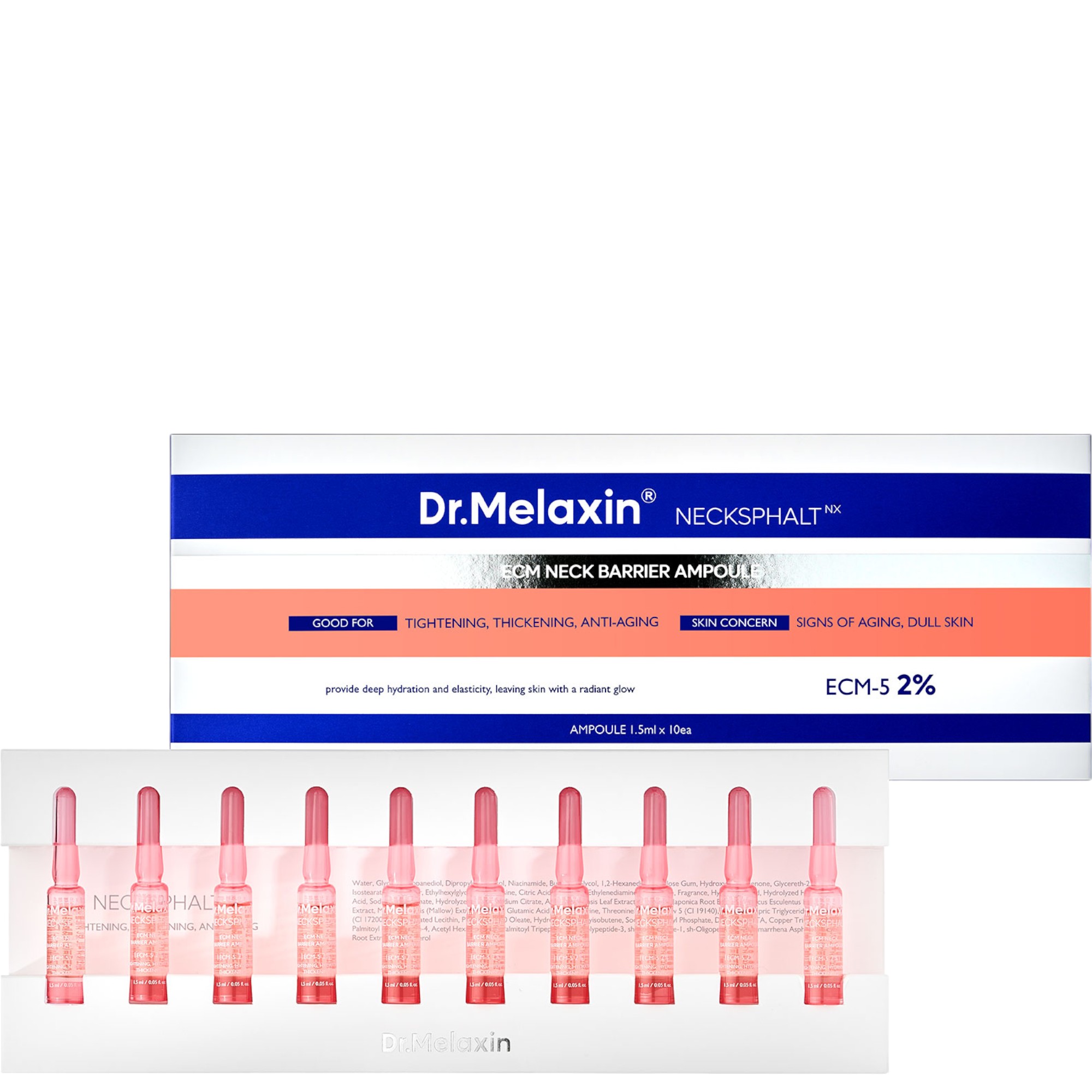Dr.Melaxin Necksphalt Exm Neck Barrier Ampoule, Ampułki do pielęgnacji skóry szyi, 10x1,5ml