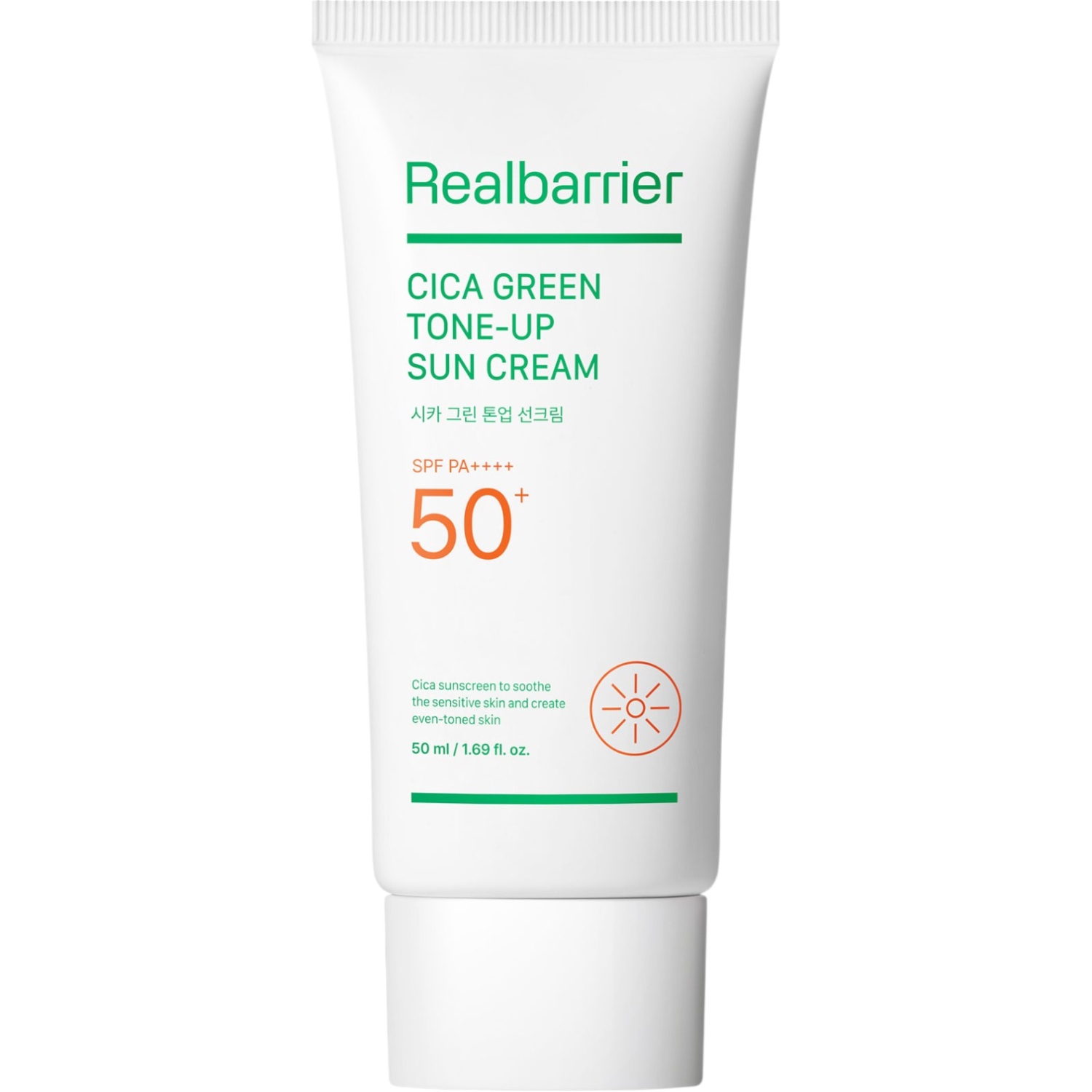 Real Barrier Cica Green Tone-Up, Nawilżający krem przeciwsłoneczny z efektem tonującym SPF 50+ PA++++
