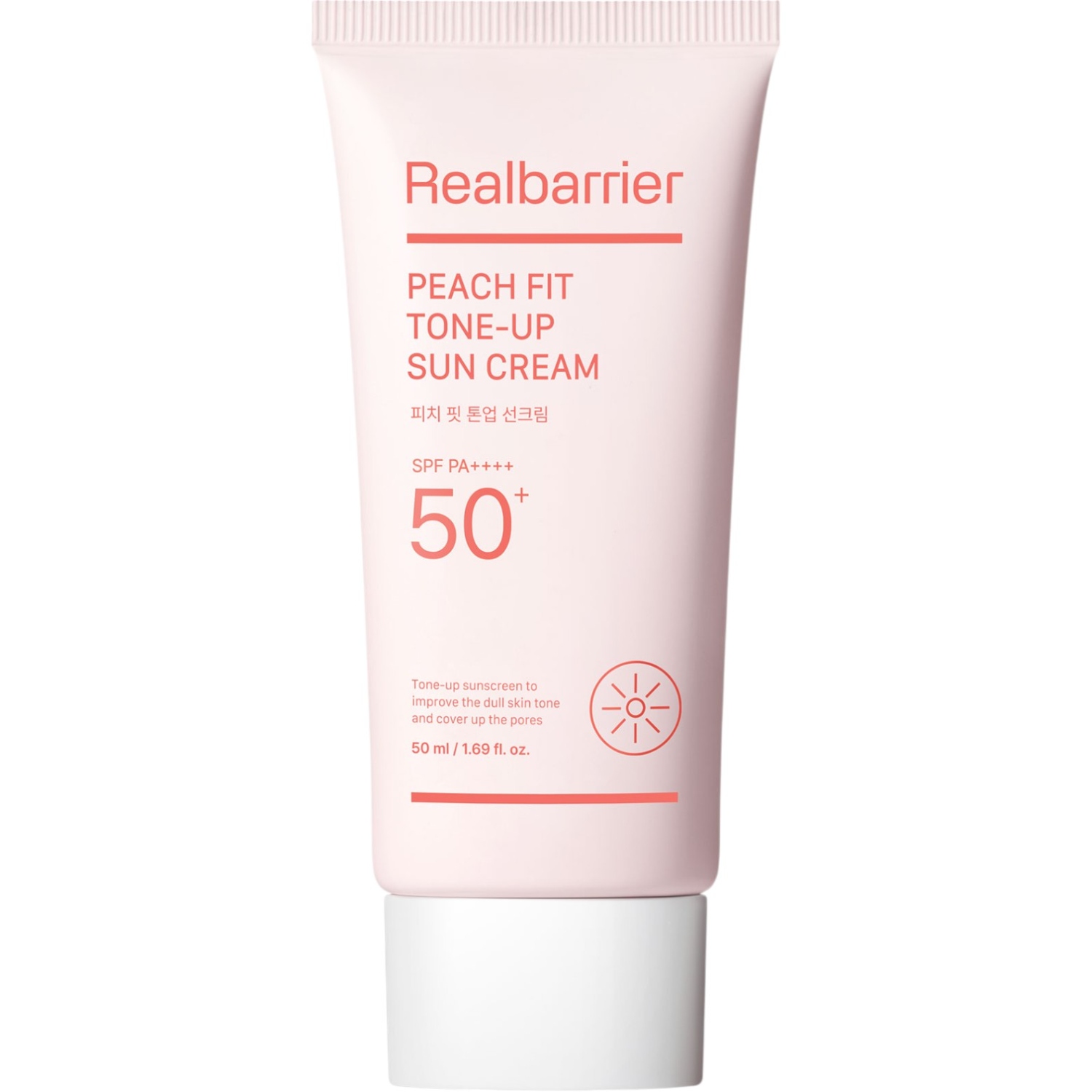 Real Barrier Peach Fit Tone-Up, Nawilżający krem przeciwsłoneczny z efektem rozświetlającym SPF 50+ PA++++