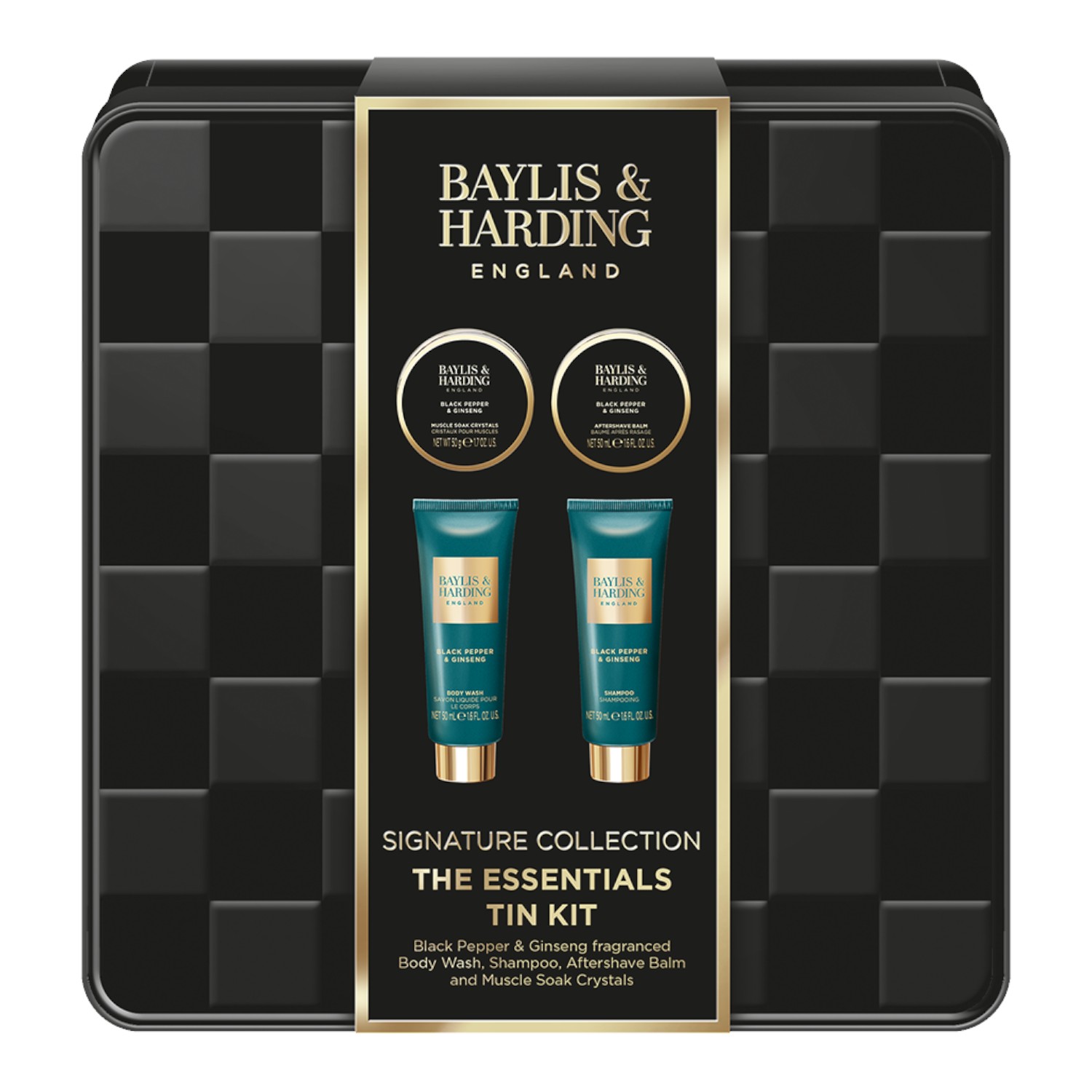 Baylis&Harding Black Pepper&Ginseng Men's The Essentials Tin Kit Gift Set Zestaw prezentowy dla mężczyzny