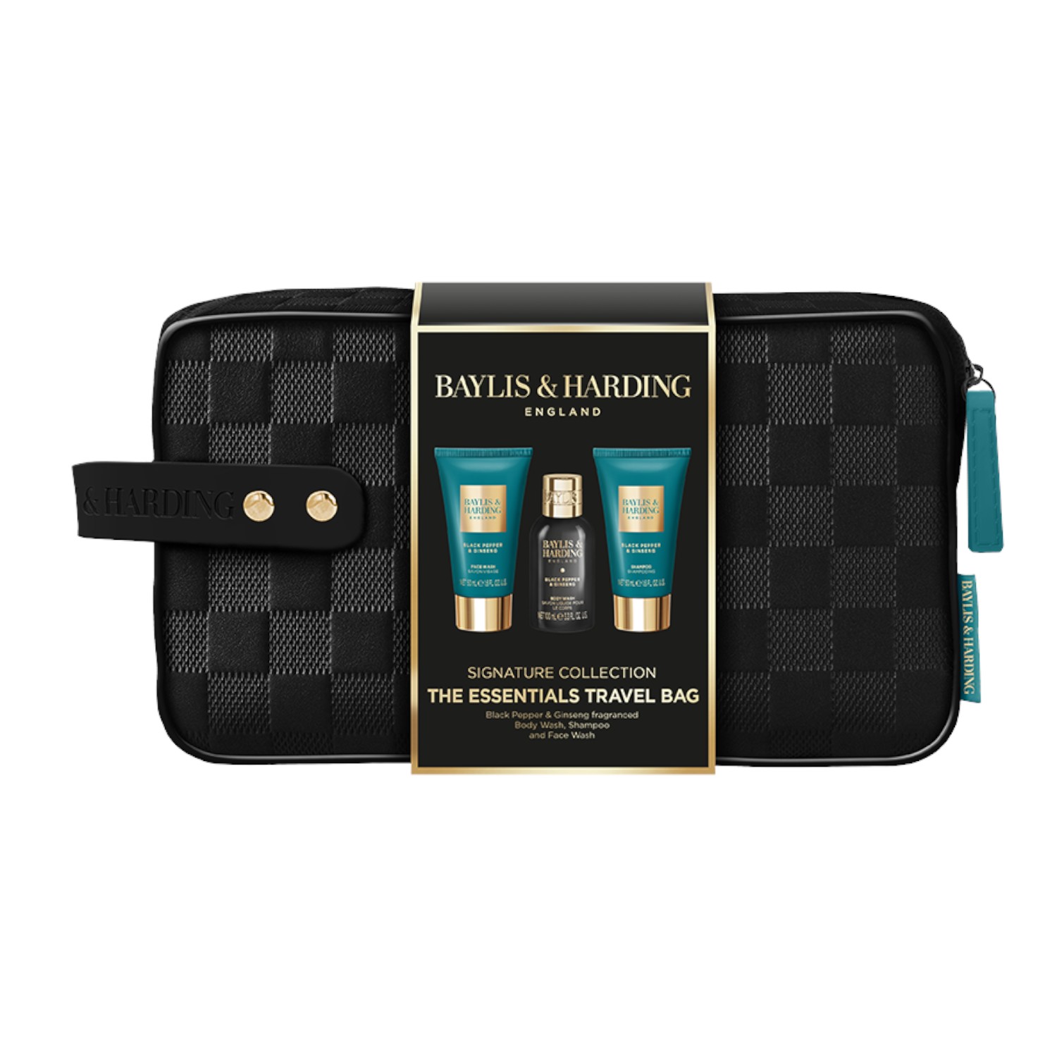 Baylis&Harding Black Pepper&Ginseng Men's The Essentials Travel Wash Bag Gift Set Zestaw prezentowy dla mężczyzny