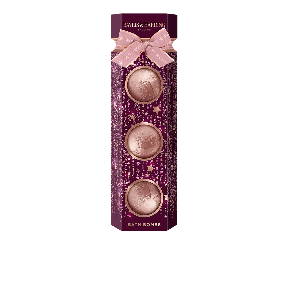 Baylis&Harding Wild Cherry&Vanilla Luxury Bath Bomb Trio Gift Set Zestaw prezentowy
