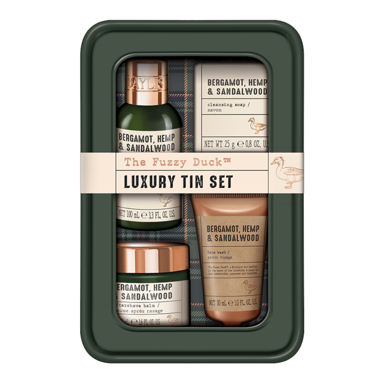 Baylis&Harding The Fuzzy Duck Bergamot, Hemp&Sandalwood Men's Luxury Grooming Tin Gift S Zestaw prezentowy dla mężczyzny