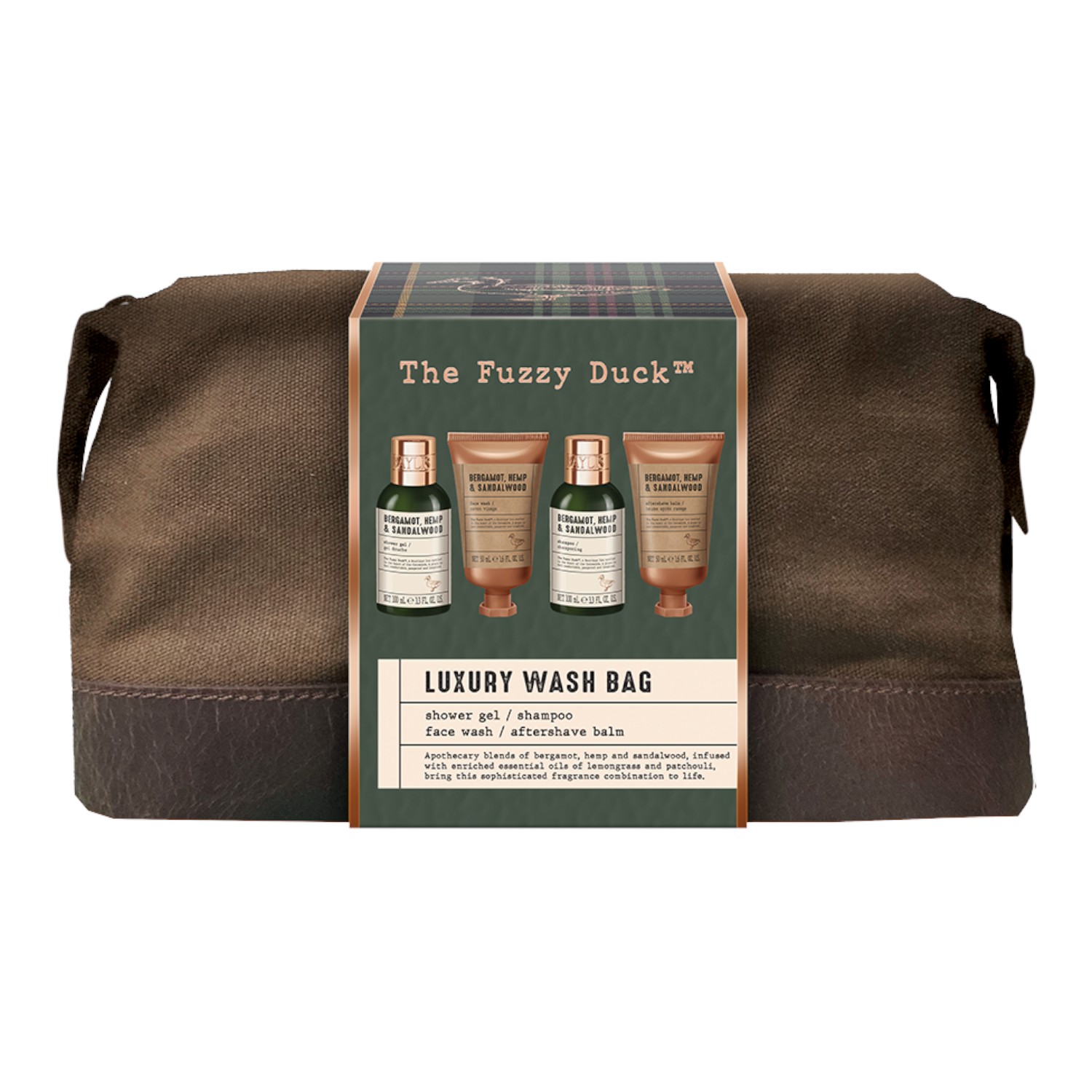 Baylis&Harding The Fuzzy Duck Bergamot, Hemp&Sandalwood Men's Luxury Wash Bag Gift Set Zestaw prezentowy dla mężczyzn