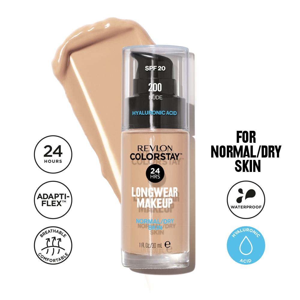 Revlon Colorstay Fondotinta per pelle normale e secca, 200 Nude