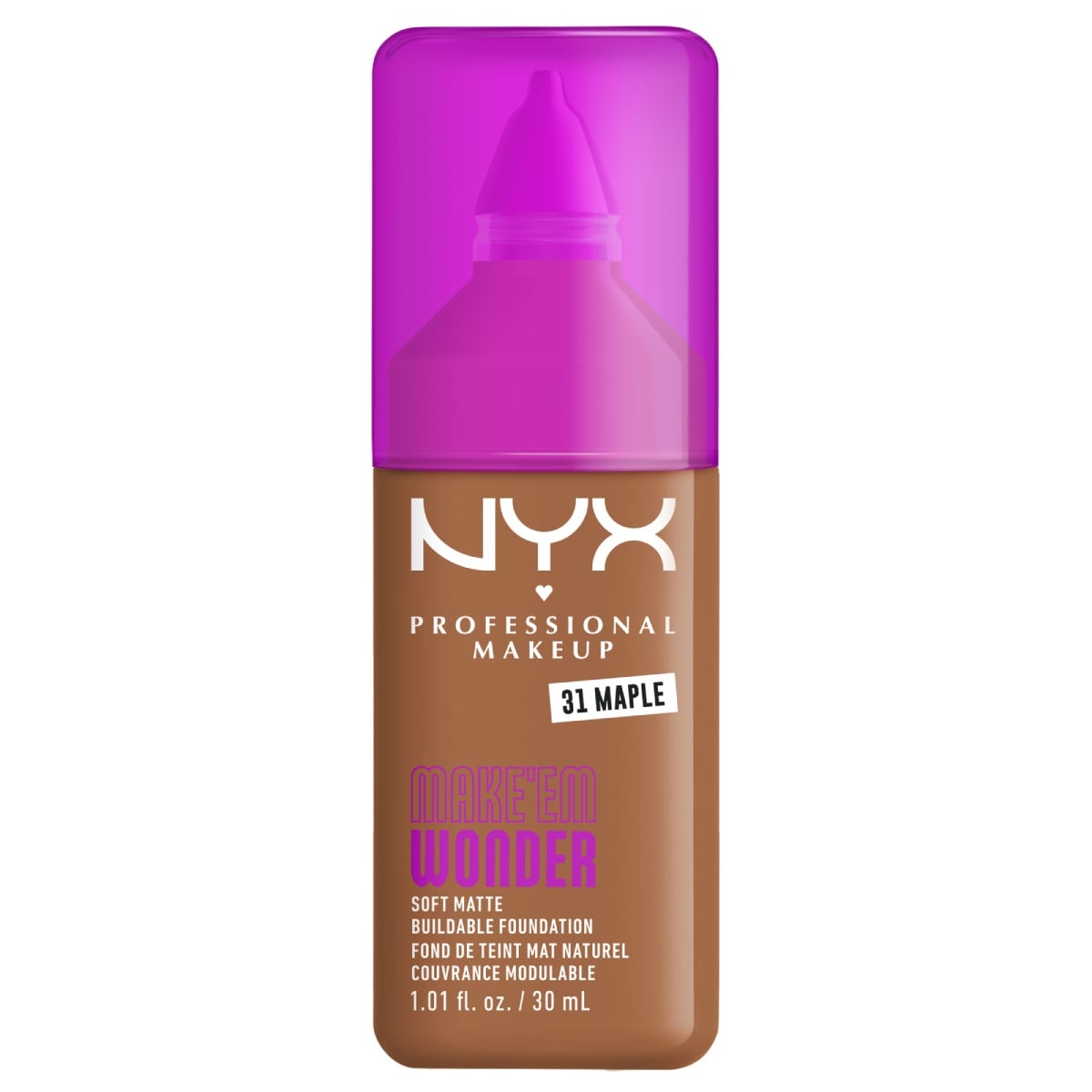 NYX Make Em Wonder Podkład do twarzy z długotrwałym kryciem, Maple 