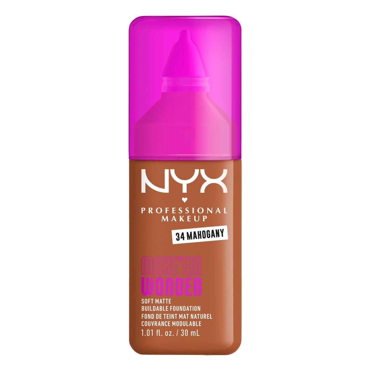 NYX Make Em Wonder Podkład do twarzy z długotrwałym kryciem, Mahogany