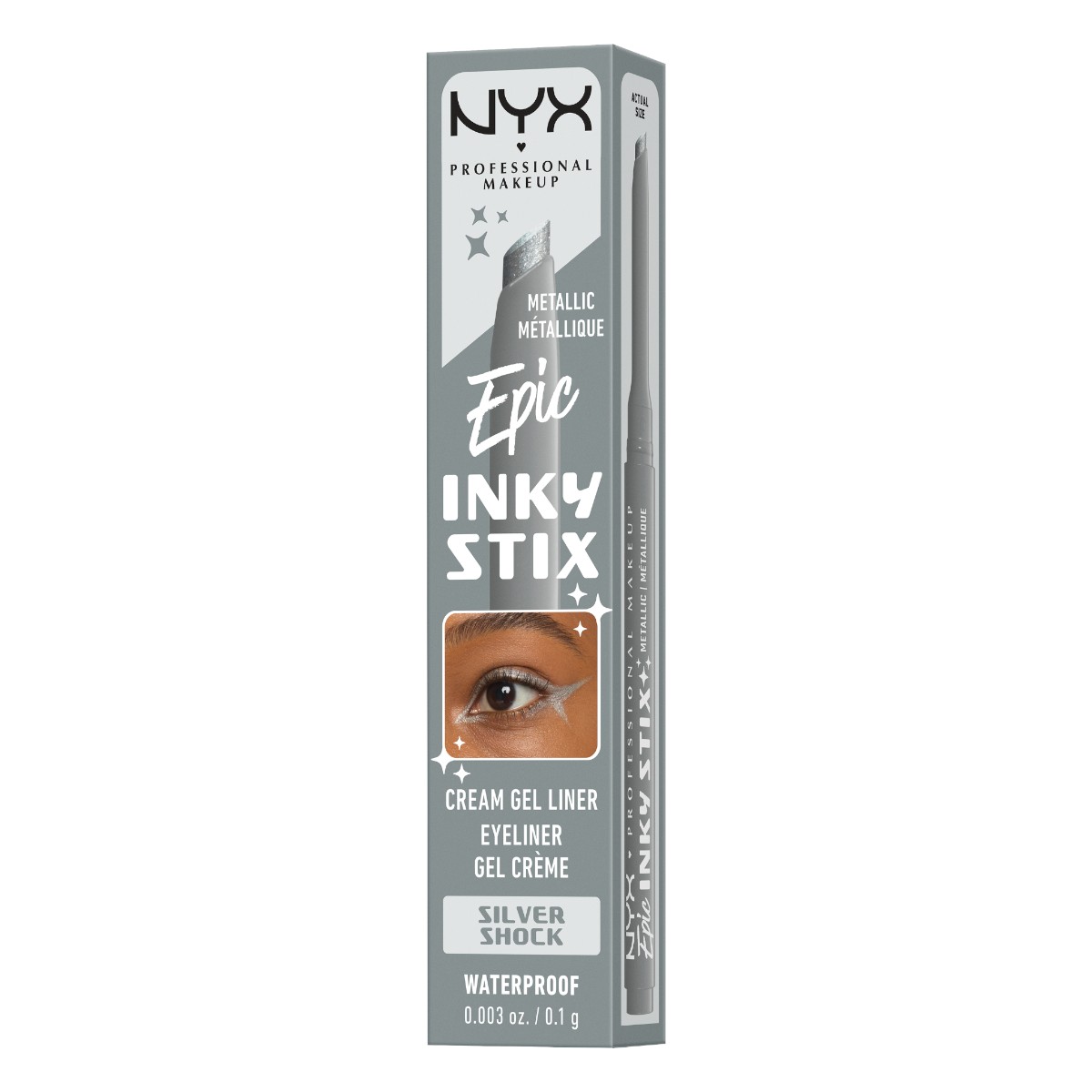NYX Epic Inky Stix Kremowo-żelowy eyeliner, Silver Shock