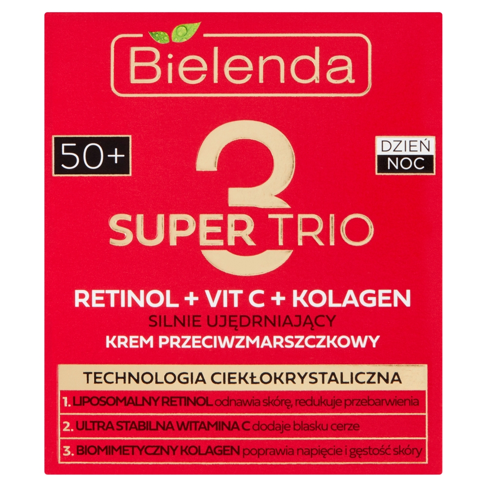 Bielenda Super Trio (Retinol + Vit C + Kolagen) Krem przeciwzmarszczkowy 50+ dzień/noc