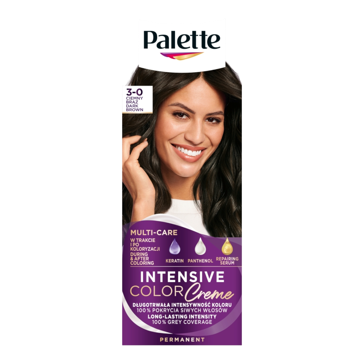Palette Intensive Color Creme Farba do włosów, Ciemny Brąz, 3-0