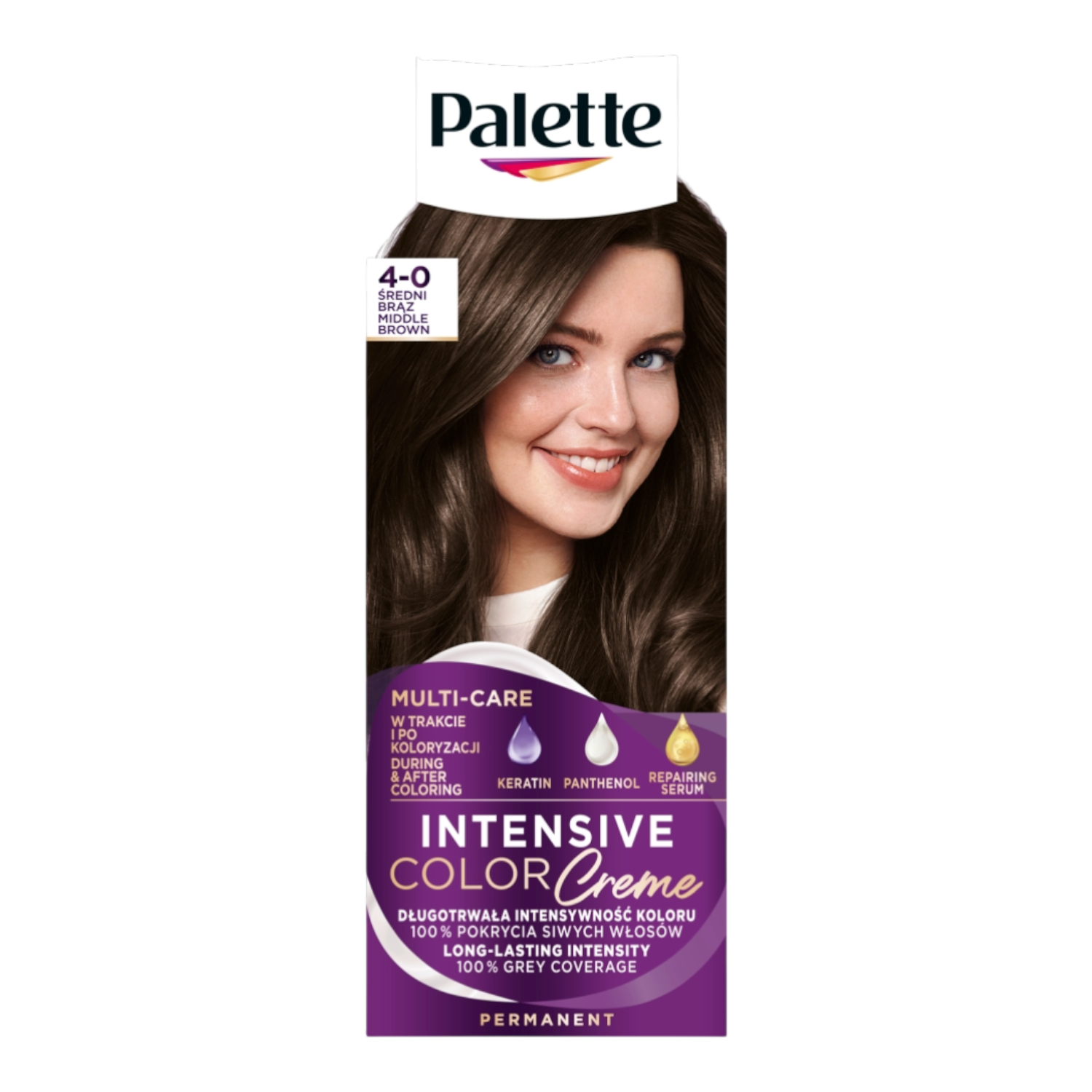 Palette Intensive Color Creme Farba do włosów, Średni Brąz, 4-0