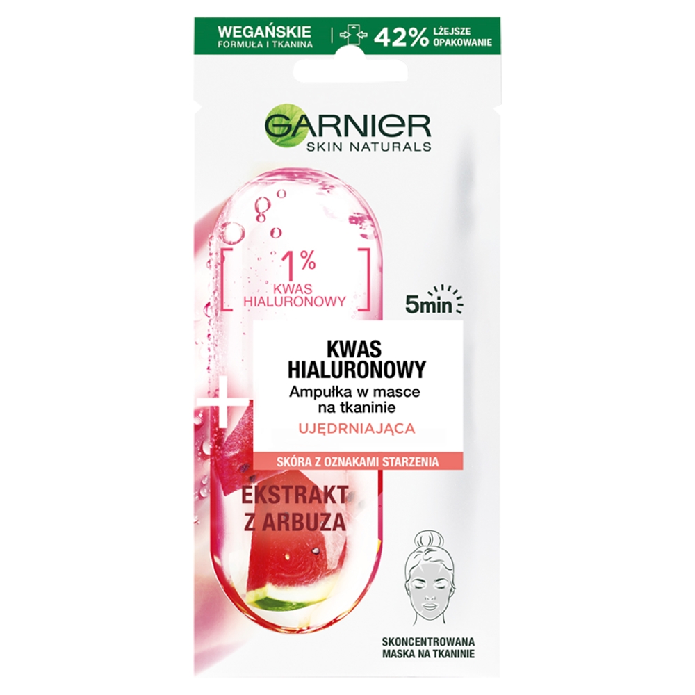 Garnier Skin Naturals Ampułka w Masce na tkaninie Ujędrniająca z kwasem hialuronowym i Ekstraktem z Arbuza