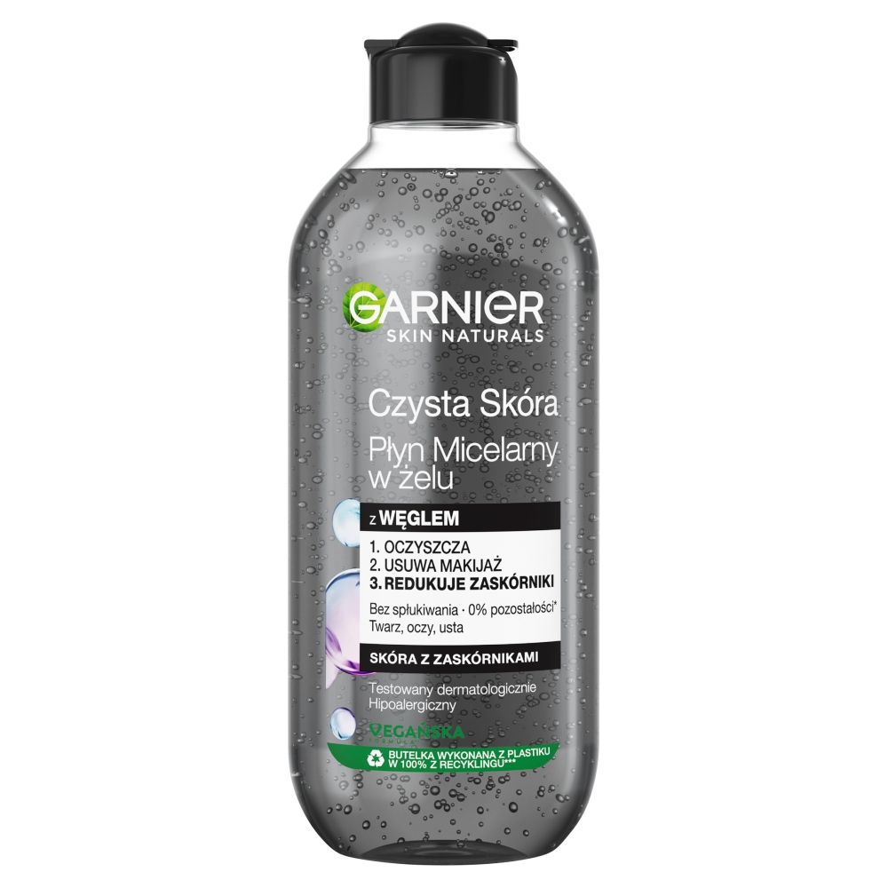 Garnier Skin Naturals Czysta Skóra Oczyszczający płyn micelarny w Żelu z Węglem i Kwasem Salicylowym 400 ml