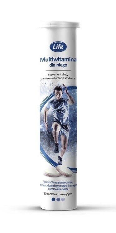 Life Multiwitamina dla Niego, Zestaw witamin i minerałów dla mężczyzn, Tabletki musujące