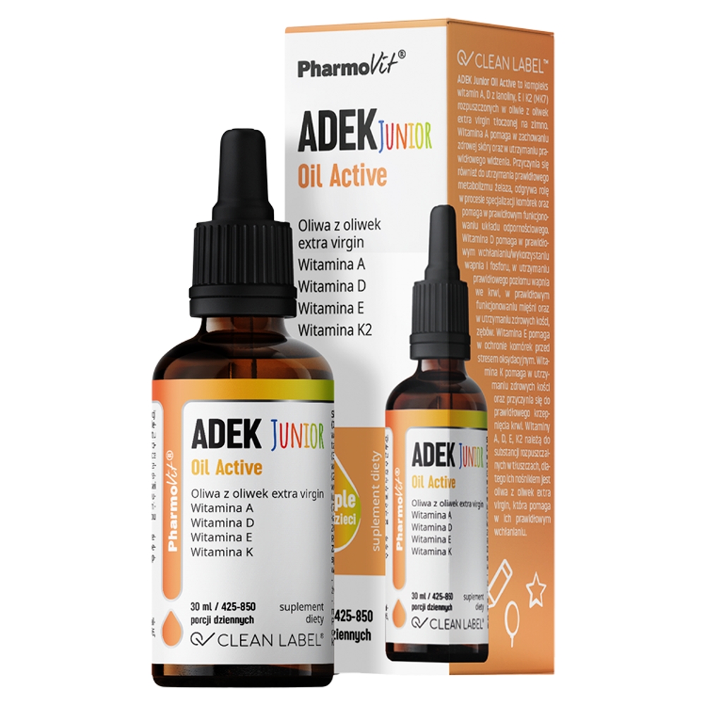 PharmoVit Clean Label ADEK Junior Oil Active Krople doustne 30 ml