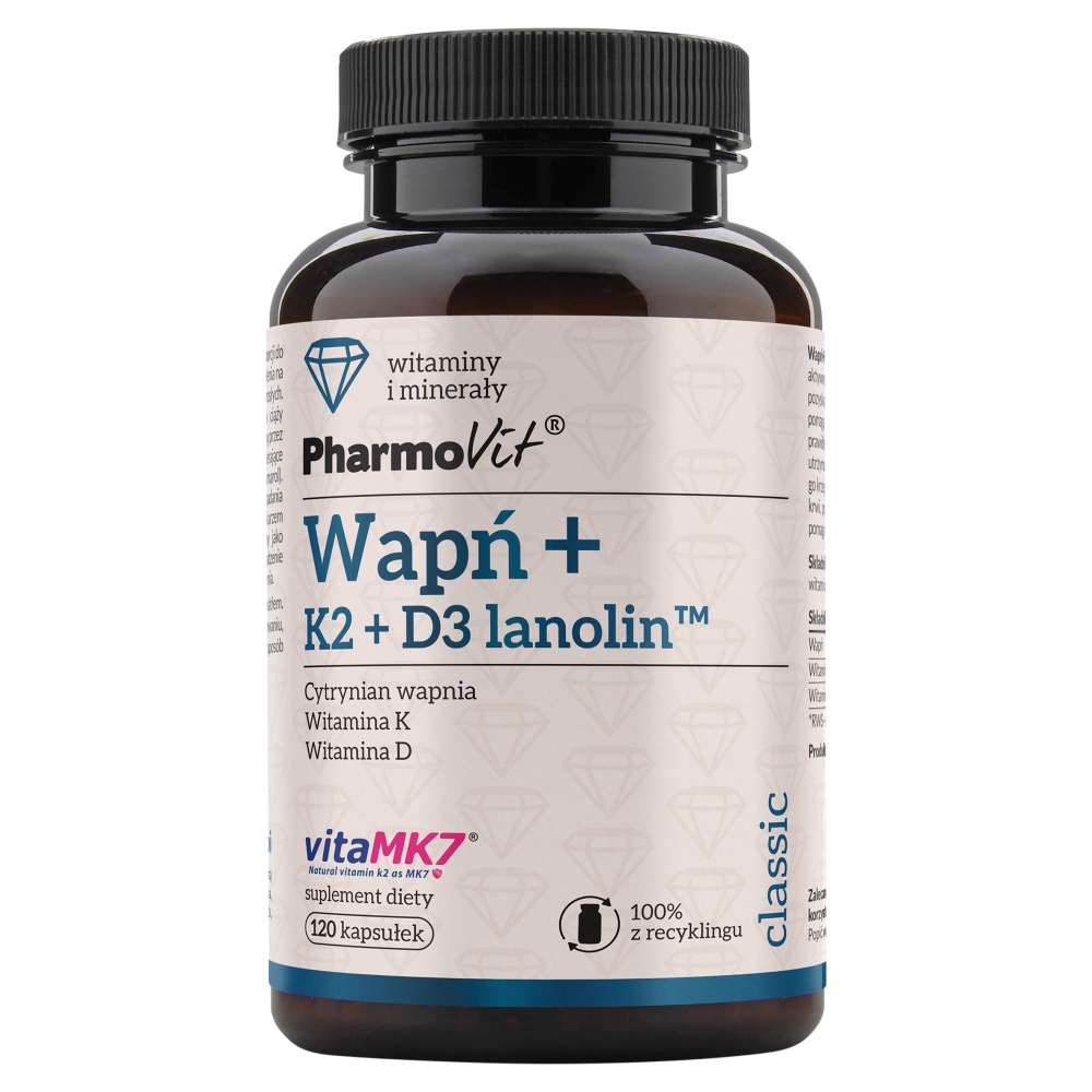 PharmoVit Classic Wapń+K2+D3 Lanolin Kapsułki