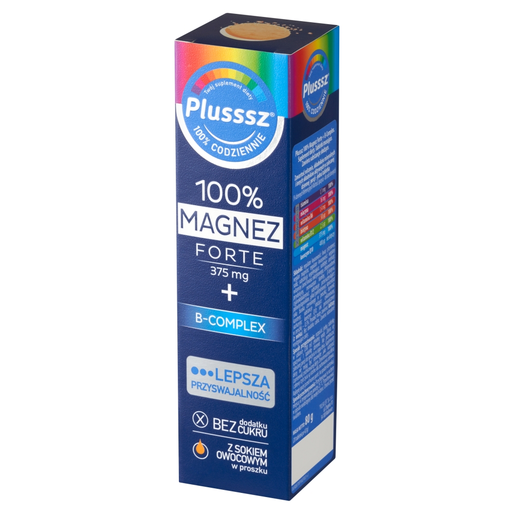 Plusssz 100% Magnez Forte + B Complex, Tabletki musujące