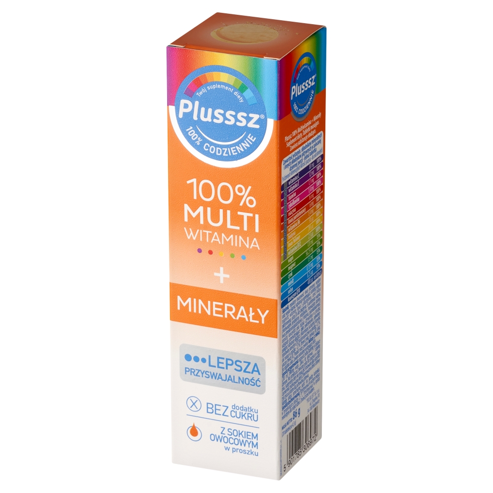 Plusssz 100% Multiwitamina + Minerały, Tabletki musujące