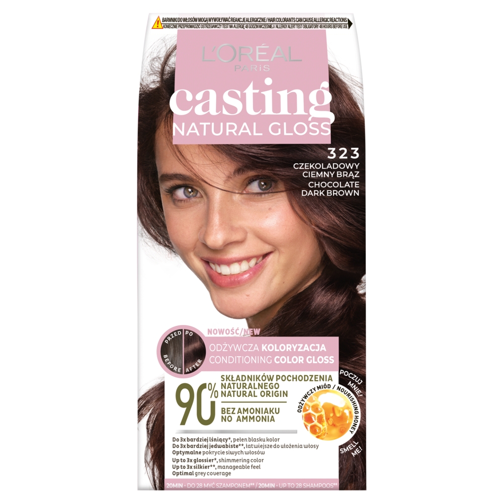 Casting Natural Gloss Farba do włosów, 323 Czekoladowy Ciemny Brąz