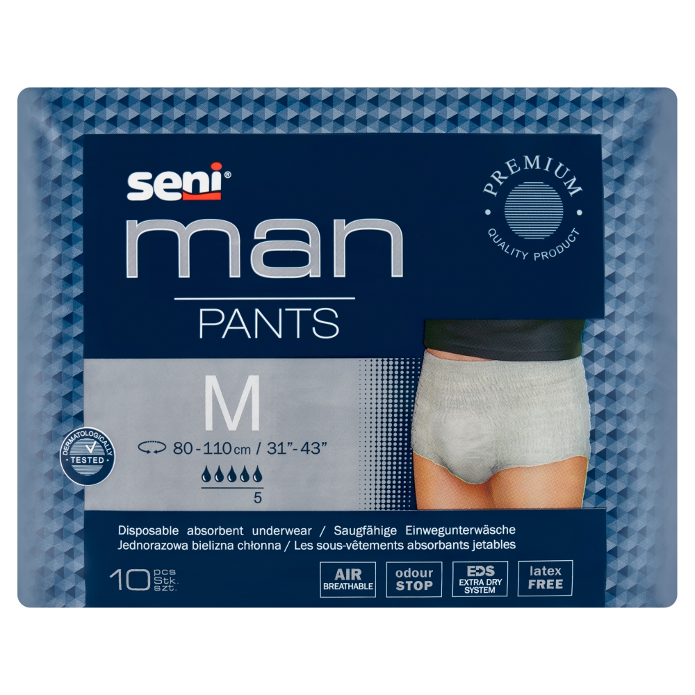 Seni Man Pants, Majtki chłonne dla mężczyzn, Kolor szary, 80-110cm, Medium