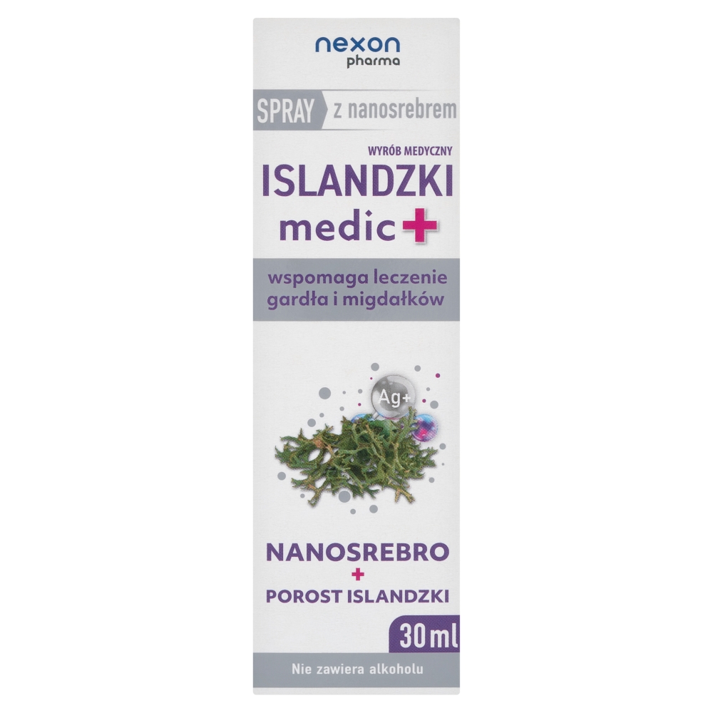 Nexon Islandzki Medic+ spray do gardła z nanosrebrem 30 ml