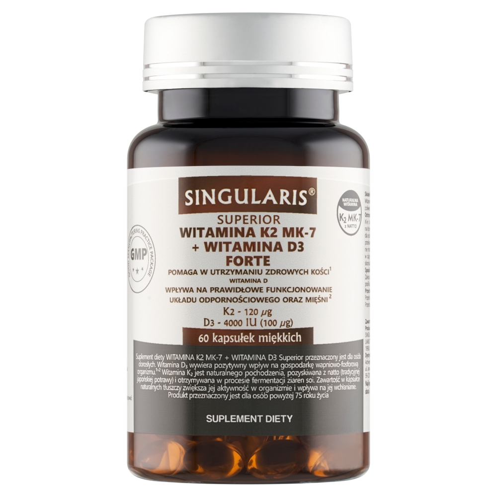 Singularis Superior Wit. K2 MK-7 + Wit. D3 Forte 4000IU kapsułki