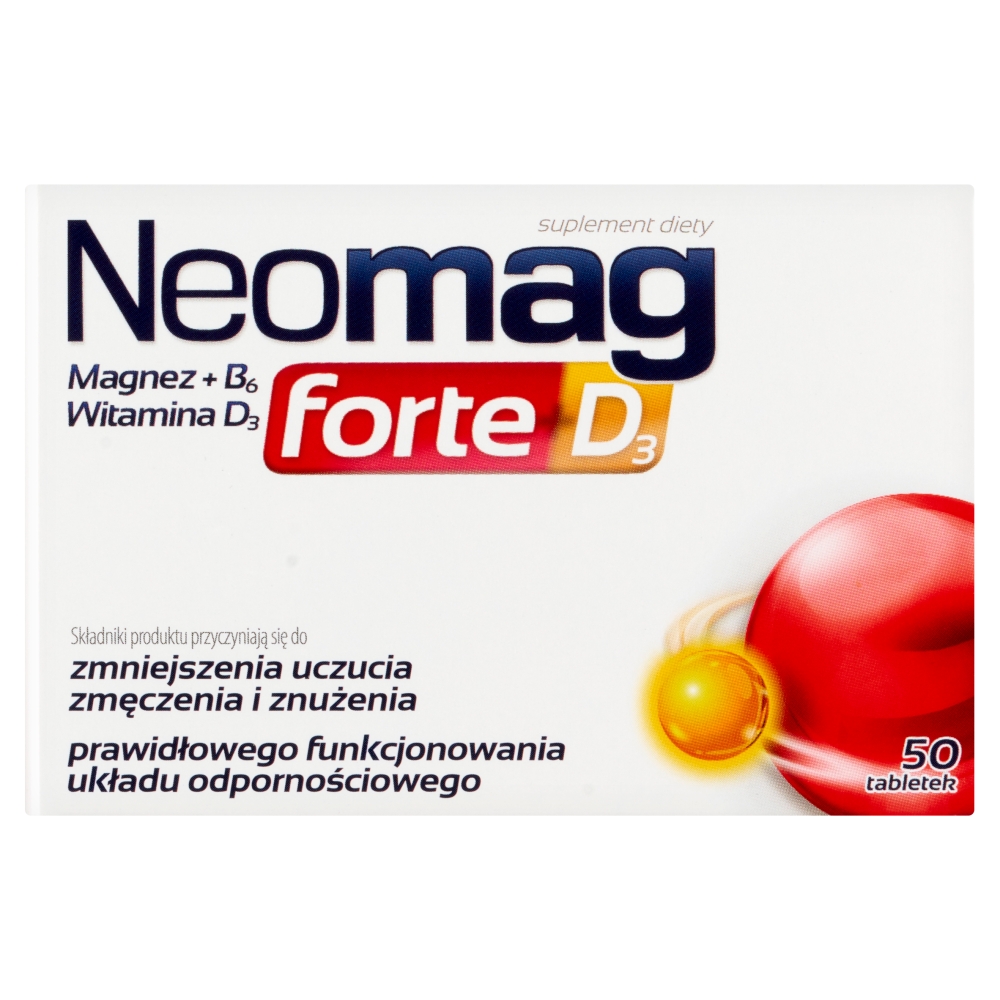 NeoMag Forte, Suplement diety z magnezem, witaminą B6 i D, Tabletki