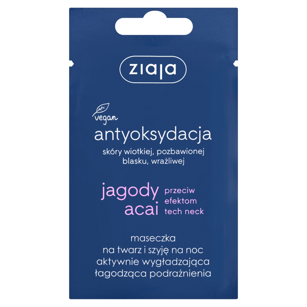 Ziaja Antyoksydacja Jagody Acai Maseczka na noc Wygładzająco-Łagodząca 