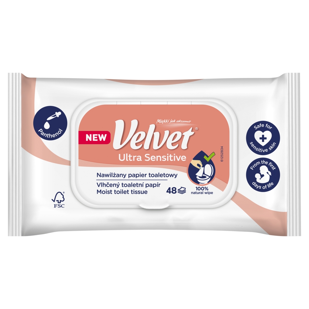 Velvet Ultra Sensitive Nawilżany papier toaletowy, 48 szt.