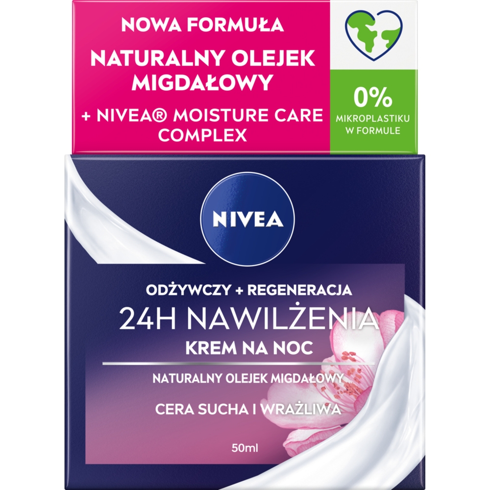 Nivea 24H Nawilżenia + Regeneracja Odżywczy krem na noc cera sucha i wrażliwa 50 ml