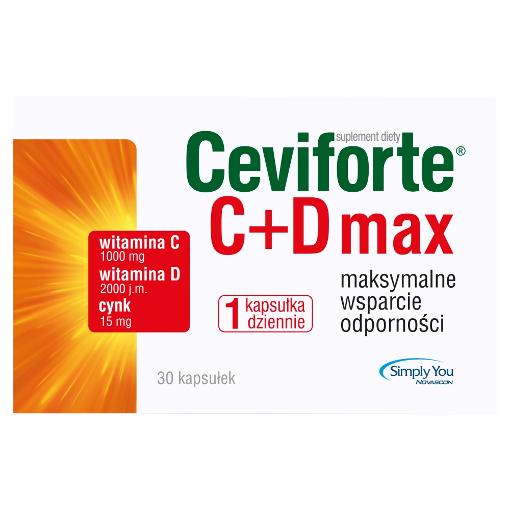 Ceviforte Max, Suplement diety z witaminą C, D3 i cynkiem, Kapsułki