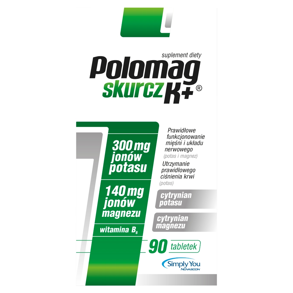Polomag K+, Suplement diety z magnezem, witaminą B6 i potasem, Tabletek powlekanych