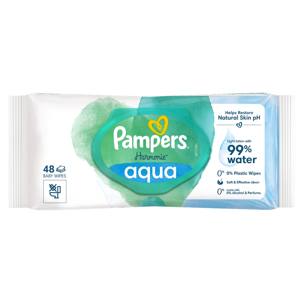 Pampers Aqua Pure Harmonie Chusteczki nawilżane plastic free, 48 szt.