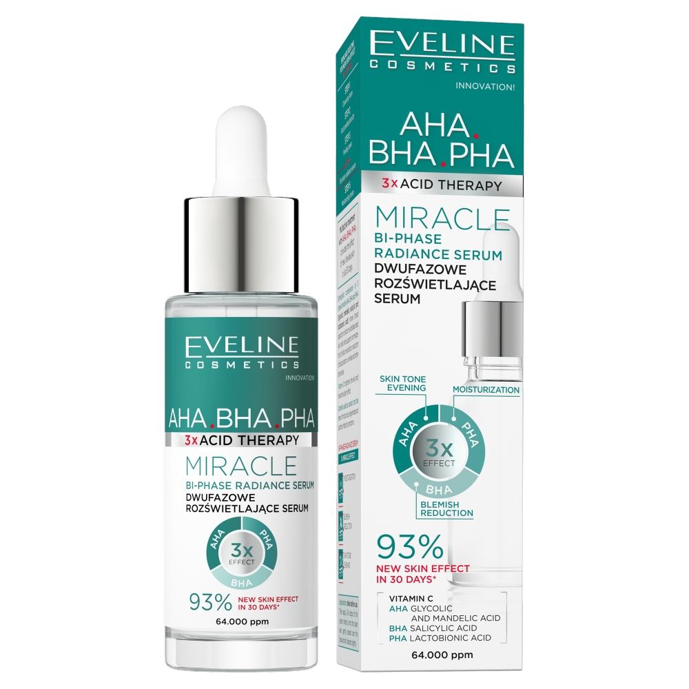 Eveline 3xAcid Therapy AHA BHA PHA Dwufazowe serum do twarzy, 30 ml