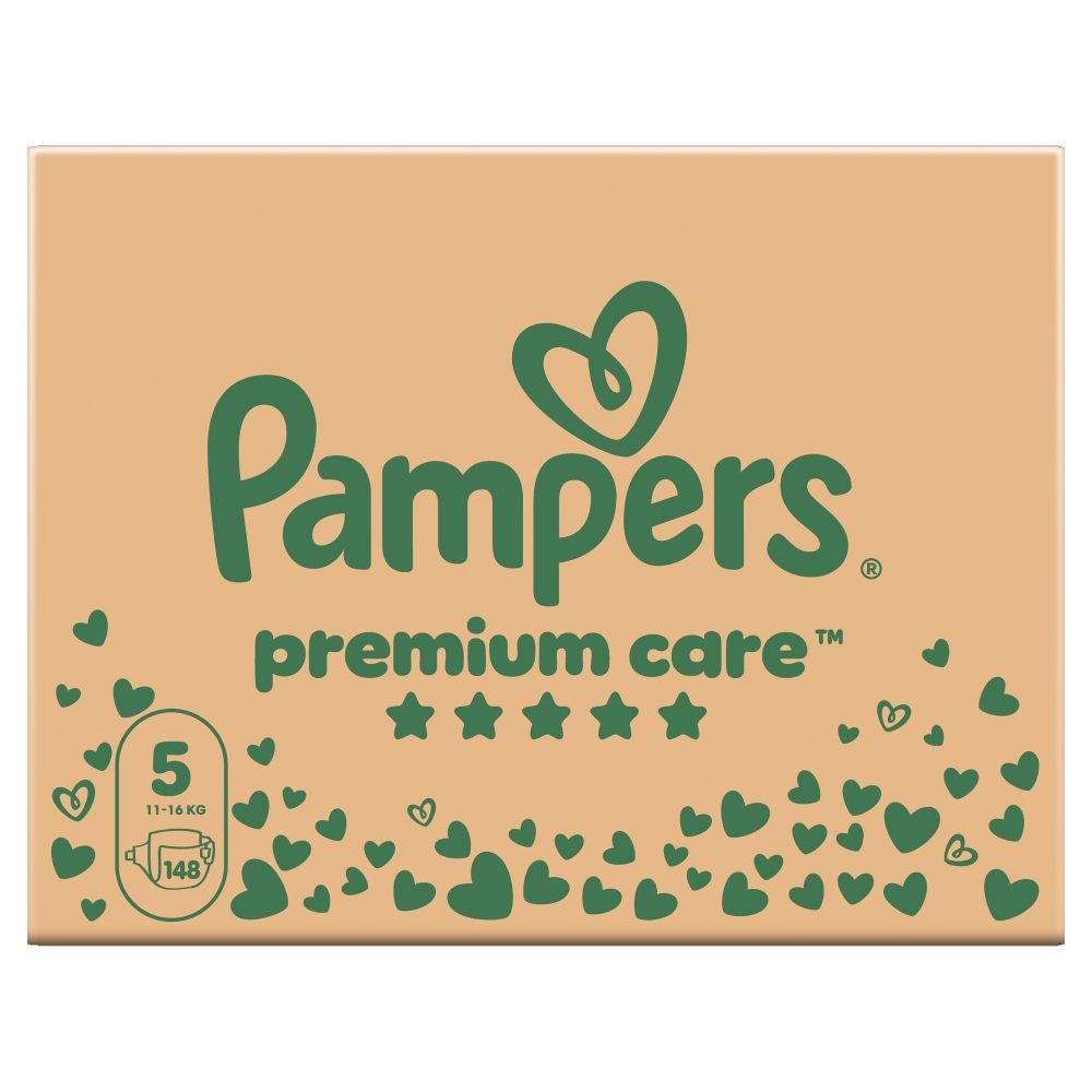 Pampers Baby Pannolini Taglia 5 (11-16 Kg) Premium Care Pannolini, 136 Pezzi, Confezione Mensile, Miglior Comfort E Protezione Per Pelle Sensibile-image