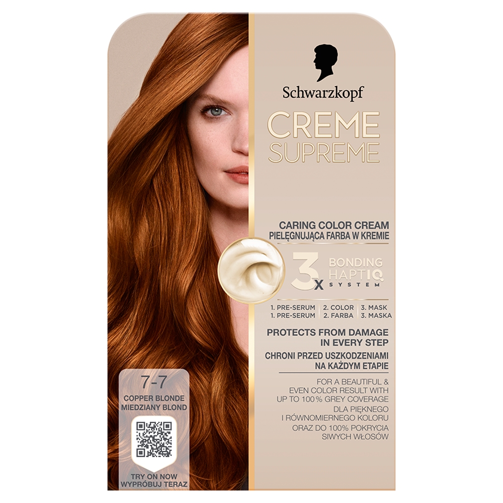 Schwarzkopf Creme Supreme, Farba do włosów, 7-7 Miedziany Blond