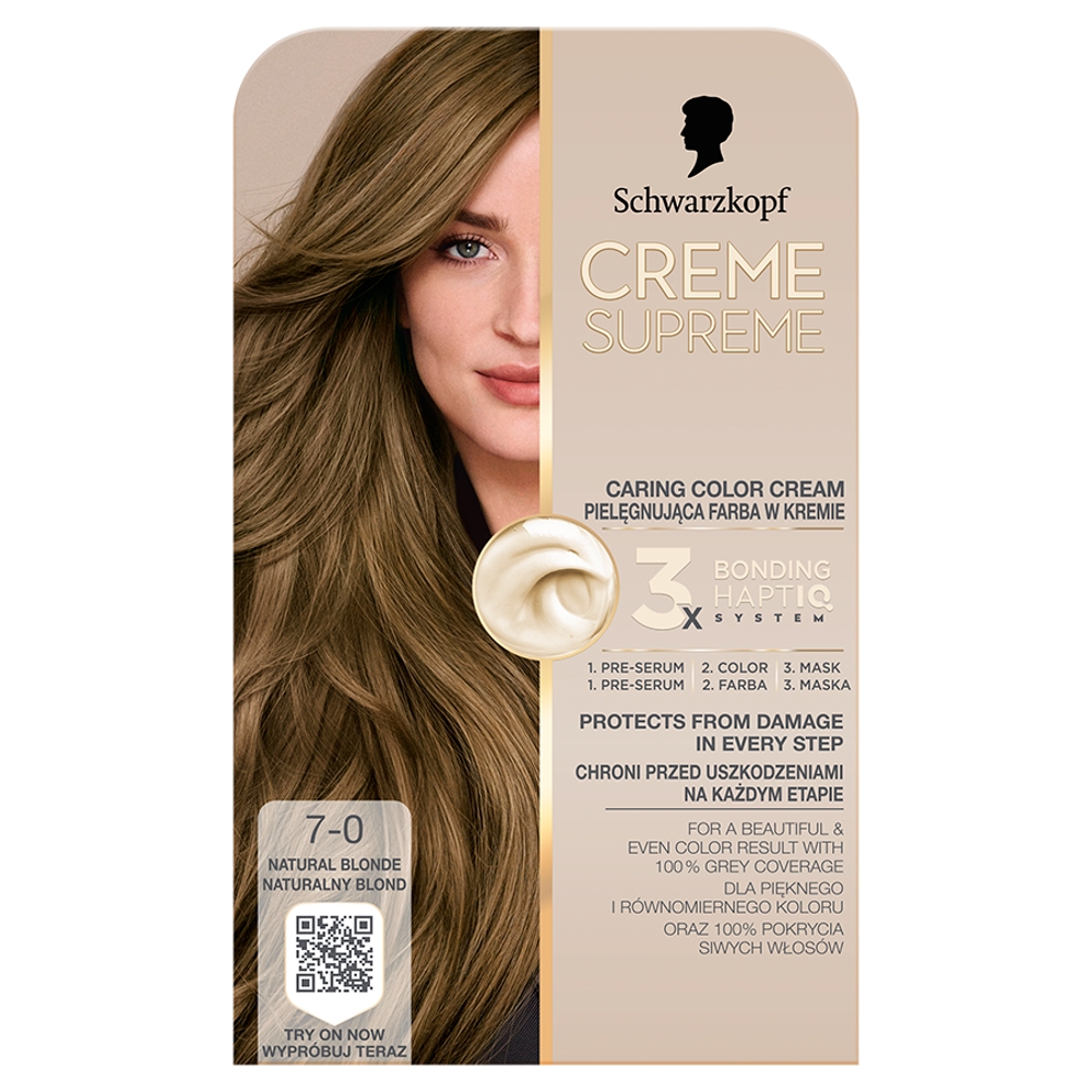Schwarzkopf Creme Supreme, Farba do włosów, 7-0 Naturalny Blond