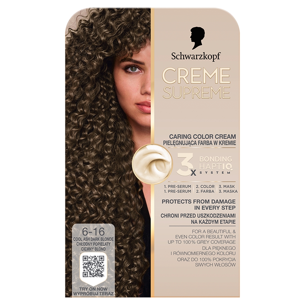 Schwarzkopf Creme Supreme, Farba do włosów, 6-16 Chłodny Popielaty Ciemny Blond