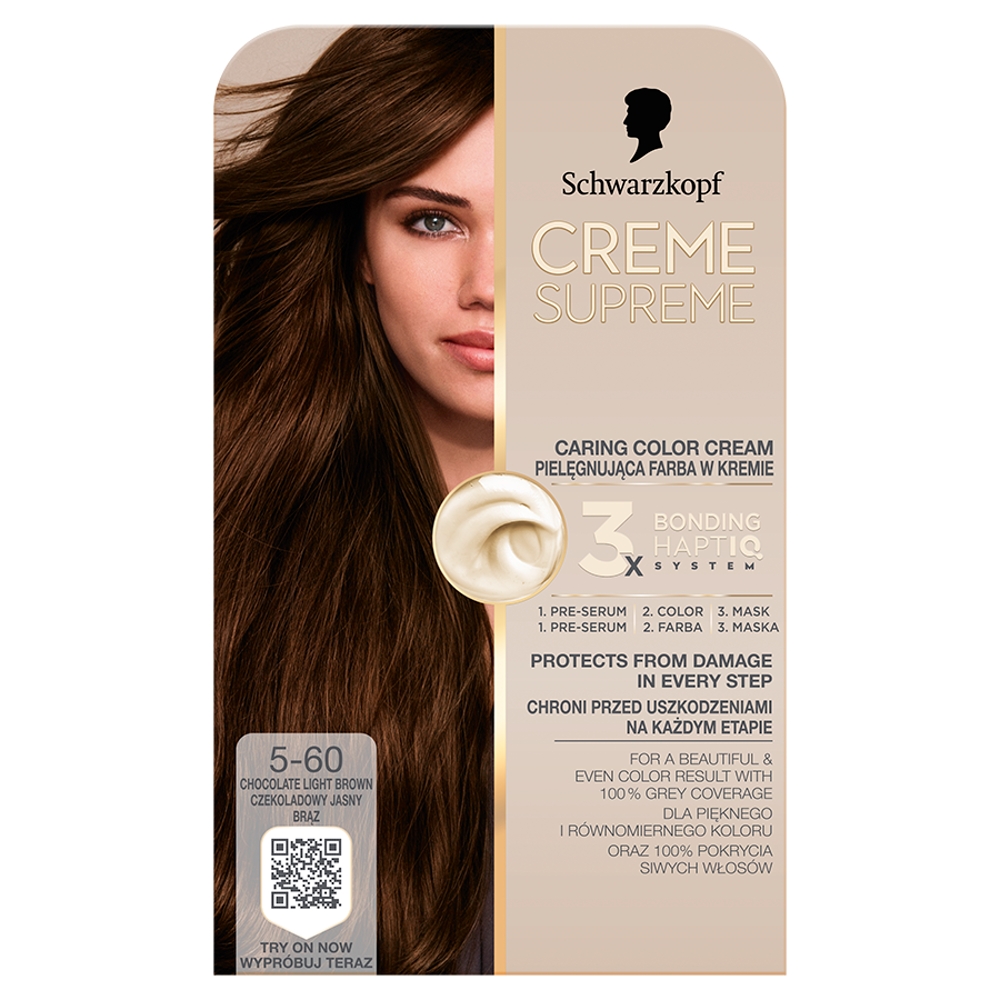 Schwarzkopf Creme Supreme, Farba do włosów, 5-60 Czekoladowy Jasny Brąz