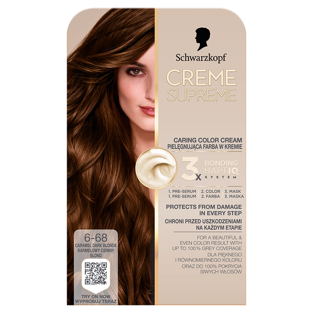 Schwarzkopf Creme Supreme, Farba do włosów, 6-68 Karmelowy Ciemny Blond