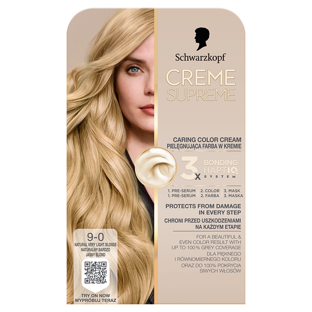 Schwarzkopf Creme Supreme, Farba do włosów, 9-0 Naturalny Bardzo Jasny Blond