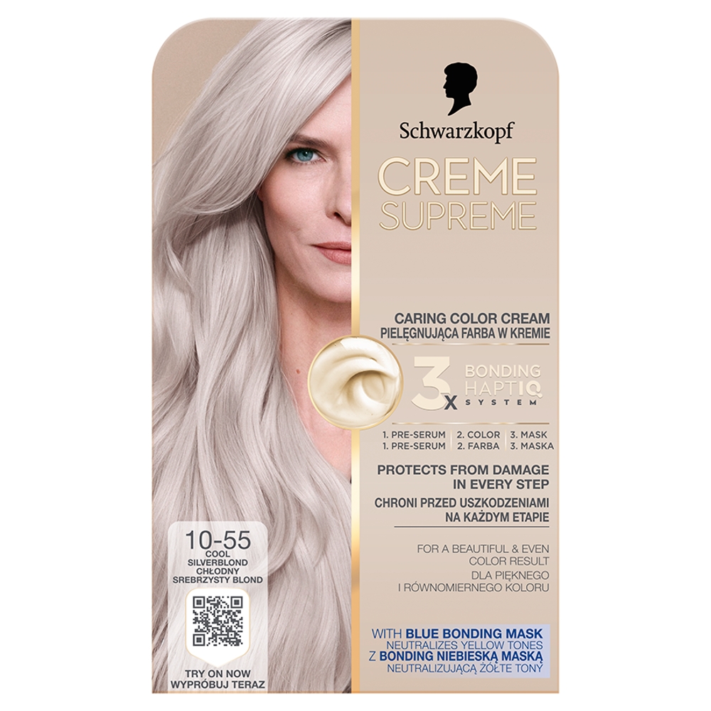 Schwarzkopf Creme Supreme, Farba do włosów, 10-55 Chłodny Srebrny Blond