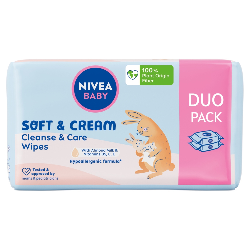 Nivea Baby Chusteczki biodegradowalne Soft&Cream 2x57 szt.
