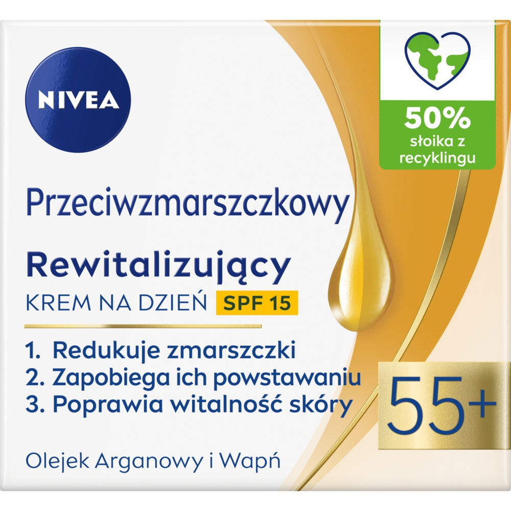 Nivea Przeciwzmarszczkowy+ Rewitalizujący SPF15 55+ krem do twarzy na dzień 