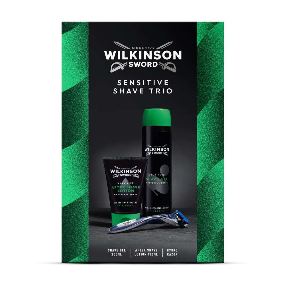 Wilkinson Sword Zestaw: maszynka do golenia Hydro 5 + żel do golenia Sensitive + balsam po goleniu Sensitive
