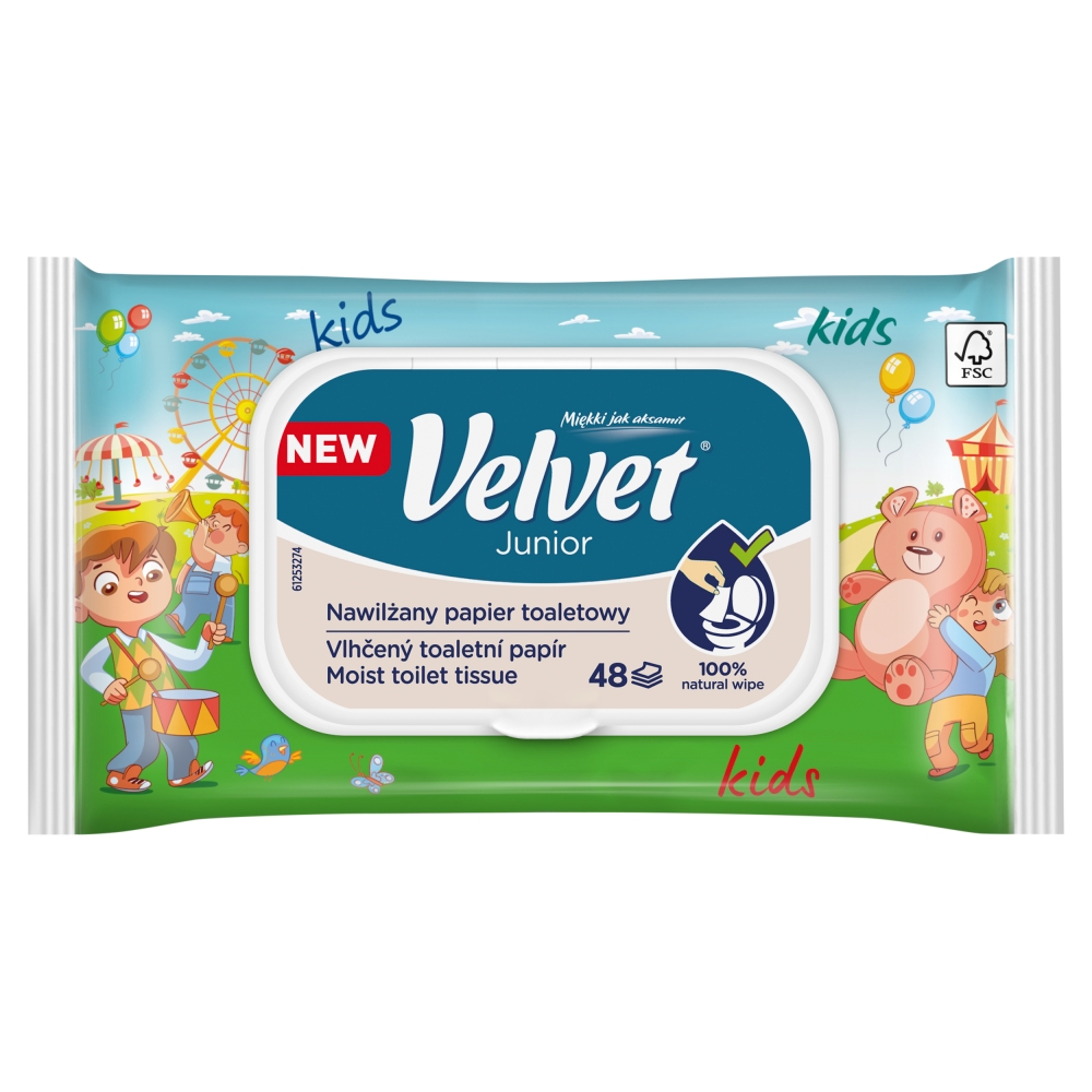 Velvet Junior Nawilżany papier toaletowy, 48 szt.