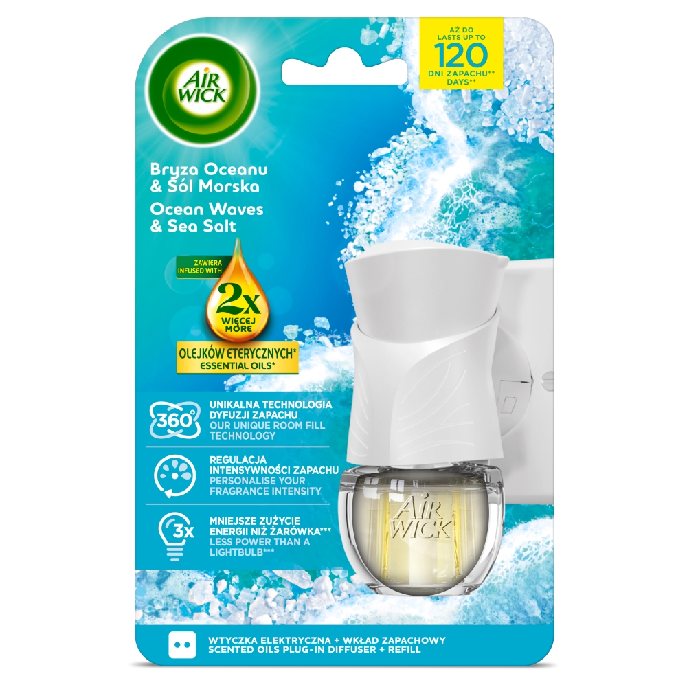 Air Wick Elektryczny Bryza Oceanu & Sól Morska/Ocean Waves & Sea Salt, Komplet 