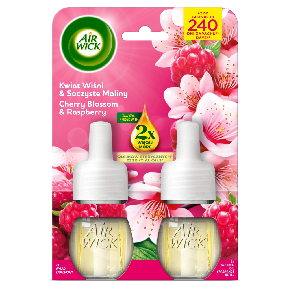 Air Wick Elektryczny Kwiat Wiśni & Soczyste Maliny/Cherry Blossom & Raspberry, Duopack 2x19 ml 